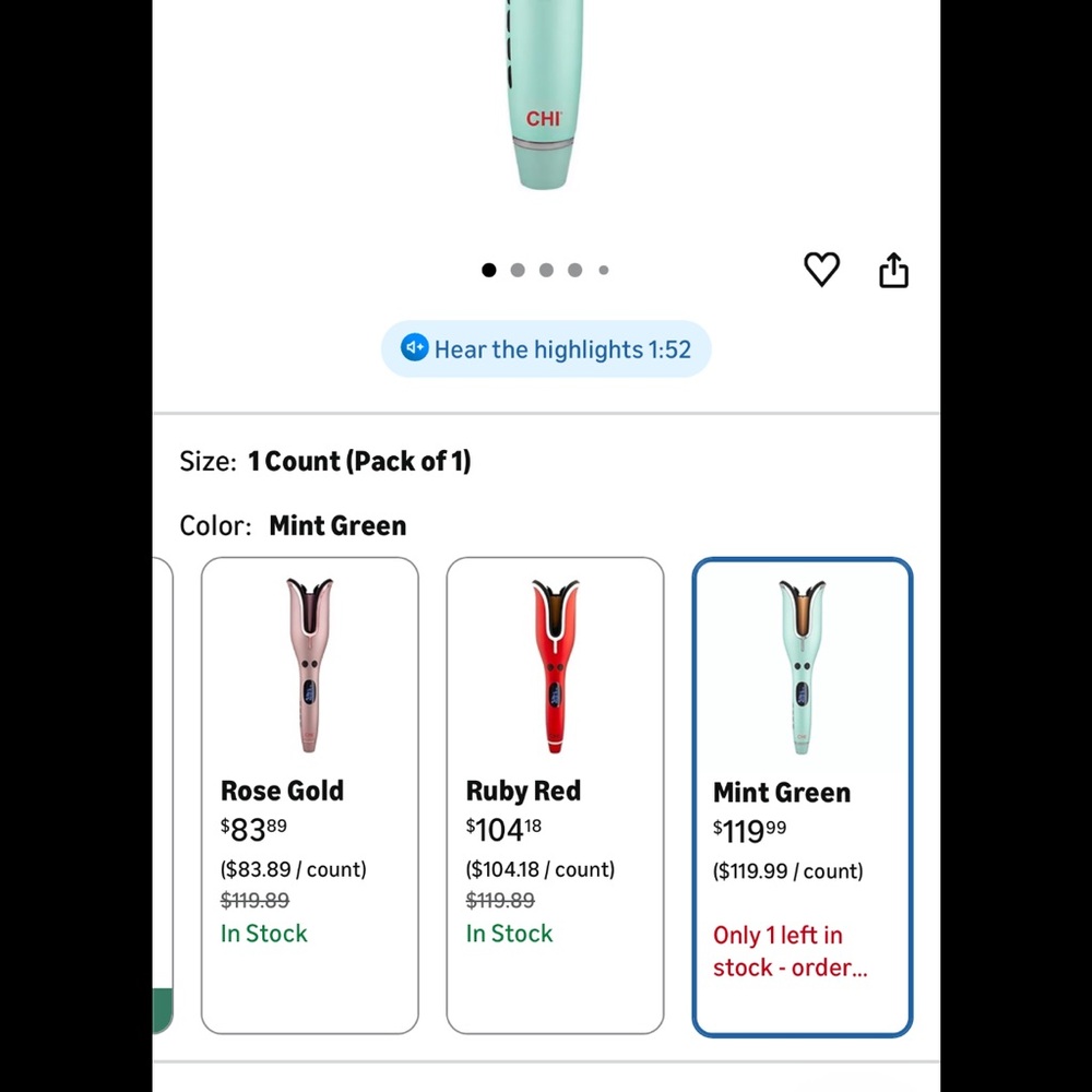 CHI Mint Green Hair Curler - Picture 3 of 3